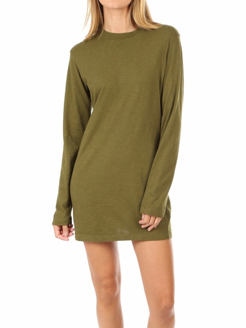 Cotton Citizen Tokyo Long Sleeve Dress- Moss